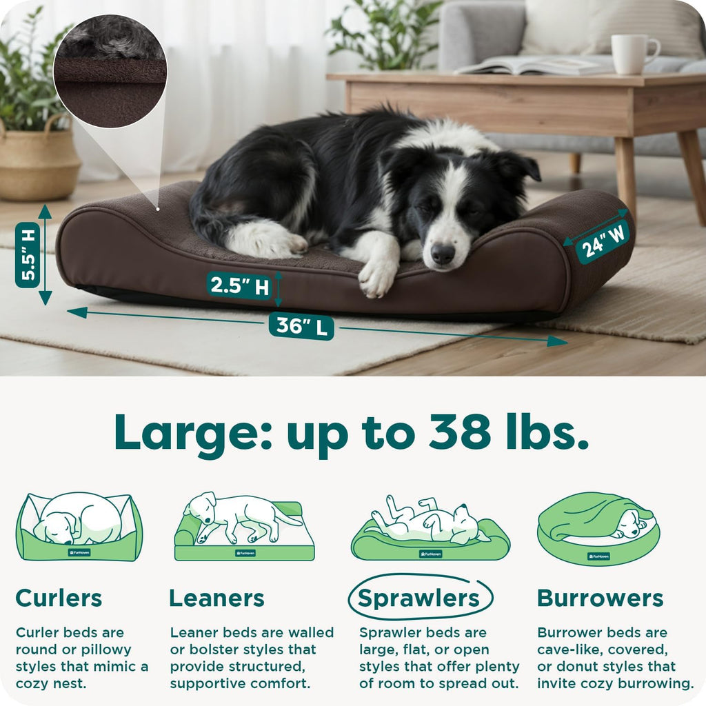 Orthopedic Dog Bed for Dogs w/ Removable Washable Cover, For Dogs Up to 38 lbs - Ultra Plush Faux Fur &