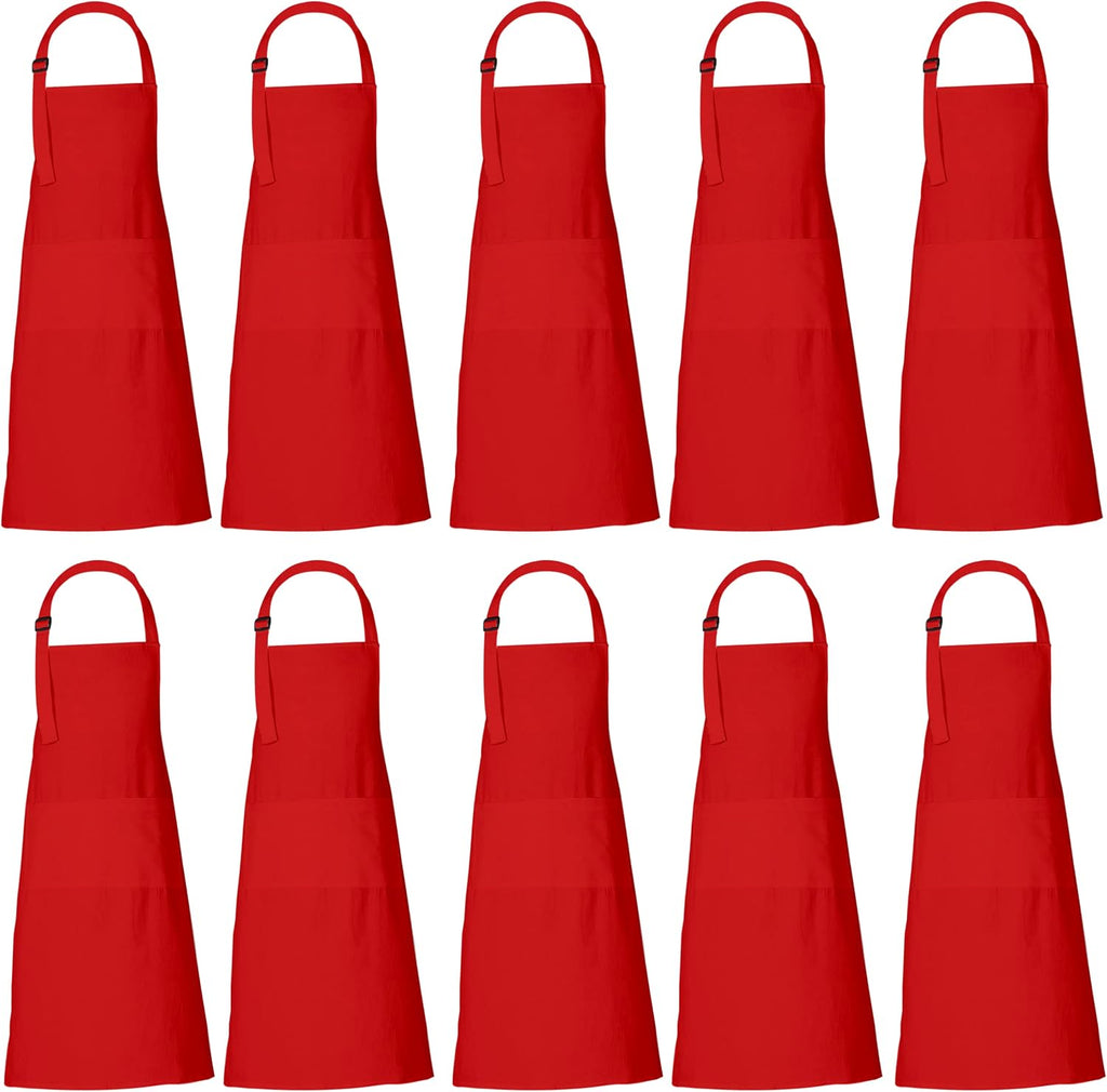 100% Cotton Cooking Apron with 3 Pockets Kitchen Chef BBQ Adjustable Bib Aprons for Women Men
