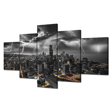 Chicago Wall Black and White Chicago Skyline Picture(60"x32")