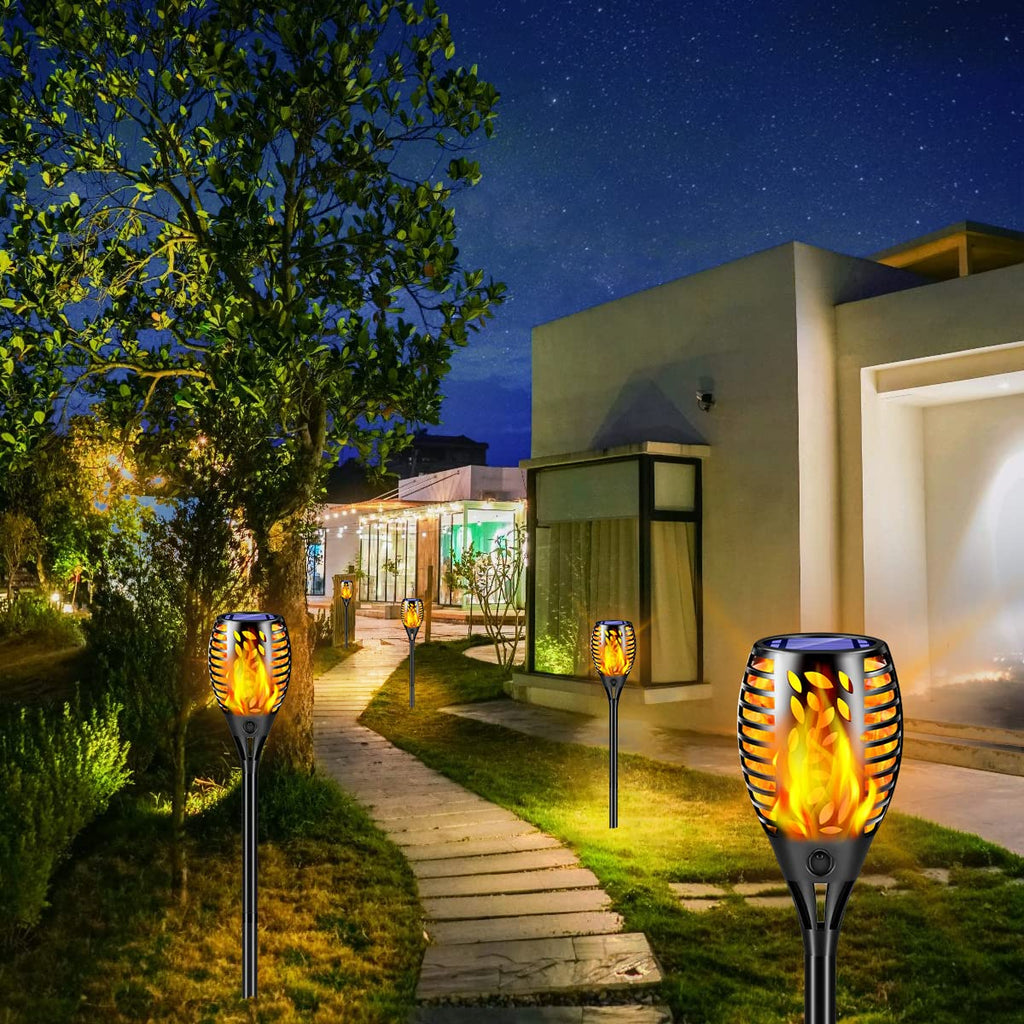 8 Pack Solar Lights Outdoor Flickering Flame Solar Torch Lights