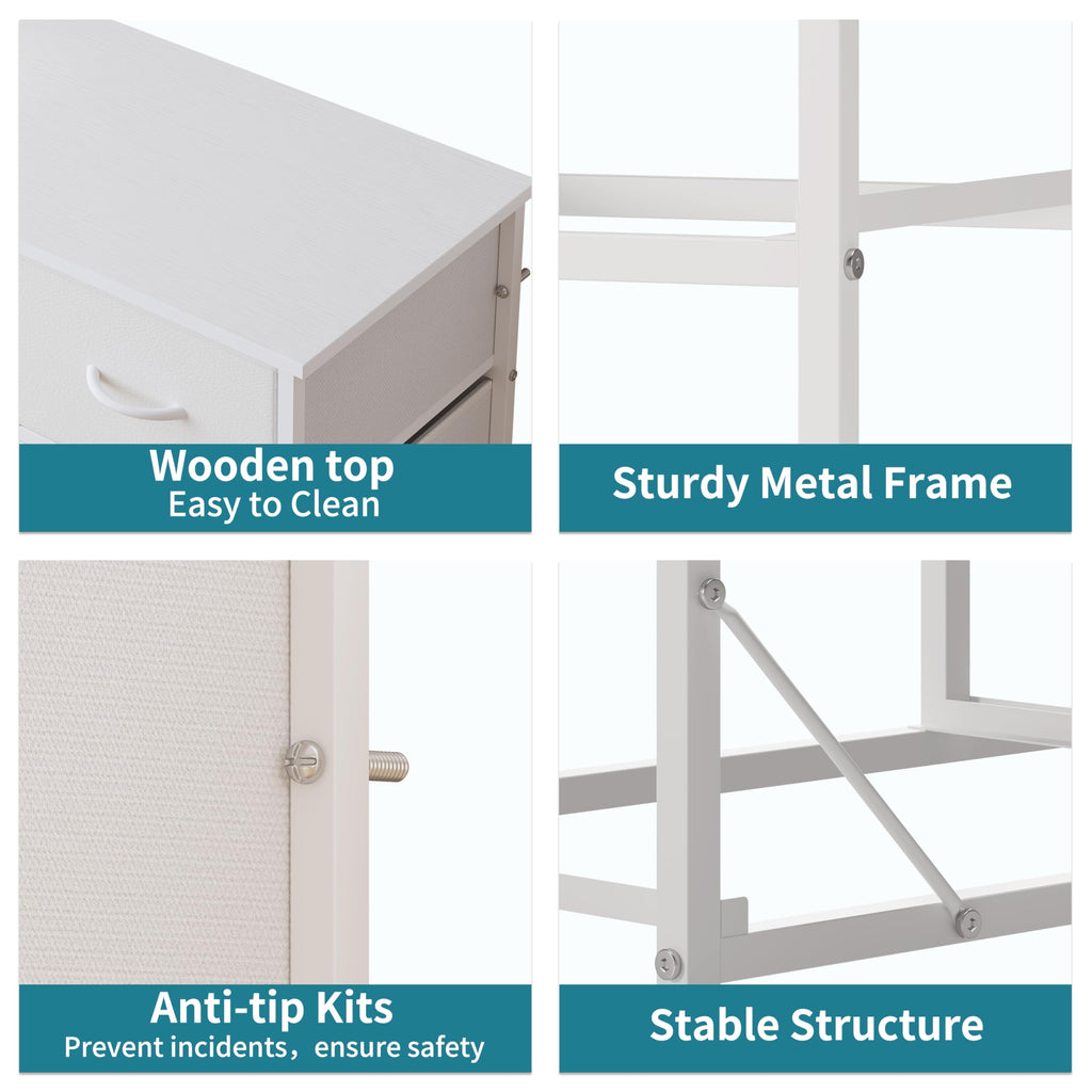 10 Drawers, Chest of Drawers for Closets, White