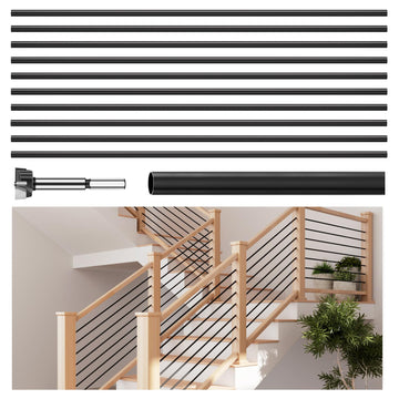 10 Pack 10 FT x 35/64 inch Iron Round Baluster for Indoor Staircase