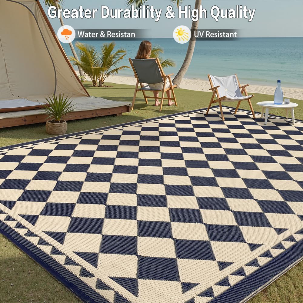 Outdoor Rug for Patios Clearance,Waterproof Mat,Large Outside Carpet,Reversible Plastic Straw Campin