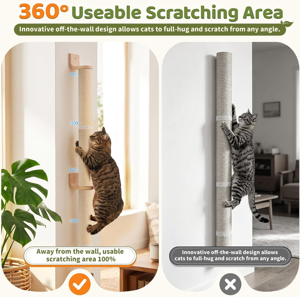 Wall Mounted Cat Scratching Post 60 Inch Tall
