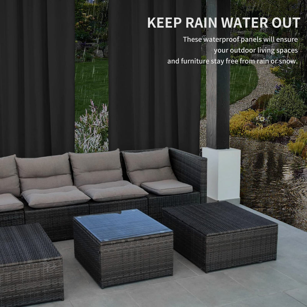 100% Waterproof Outdoor Curtains 54x84 inch, Black