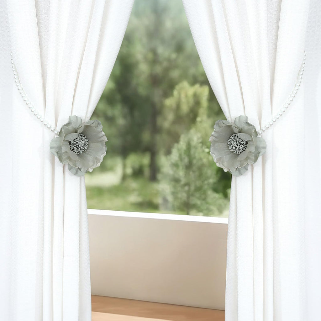 Pearl Flower Magnetic Curtain Tieback, Green