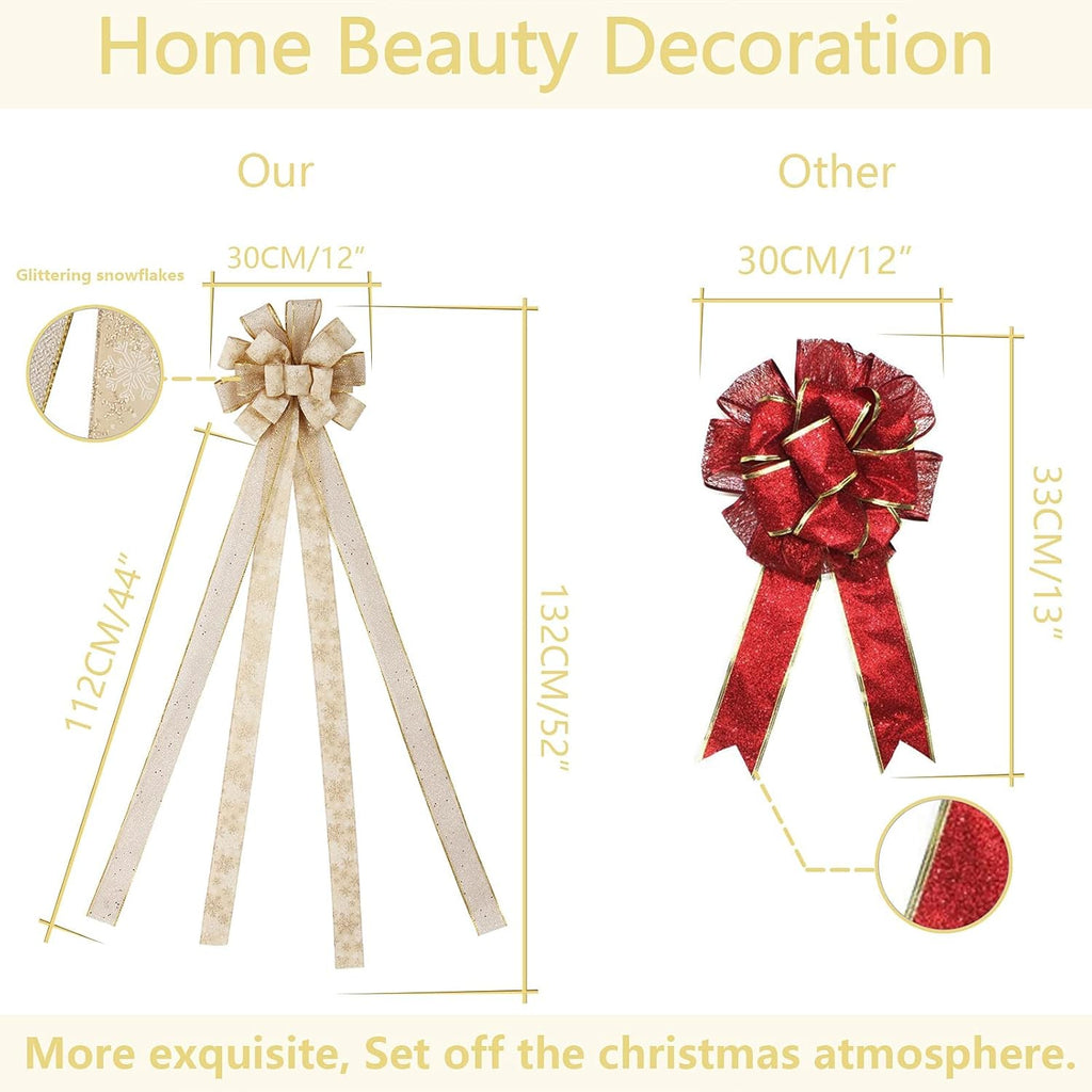 Gold Christmas Tree Topper Bow Decorations