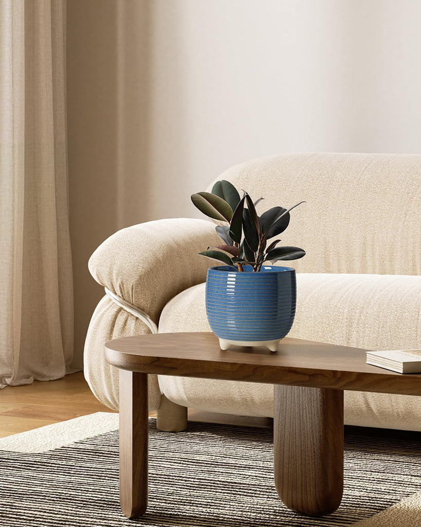Ceramic Plant Pots, 5.1 + 6.4 Inch, Set of 2, Harbor Blue