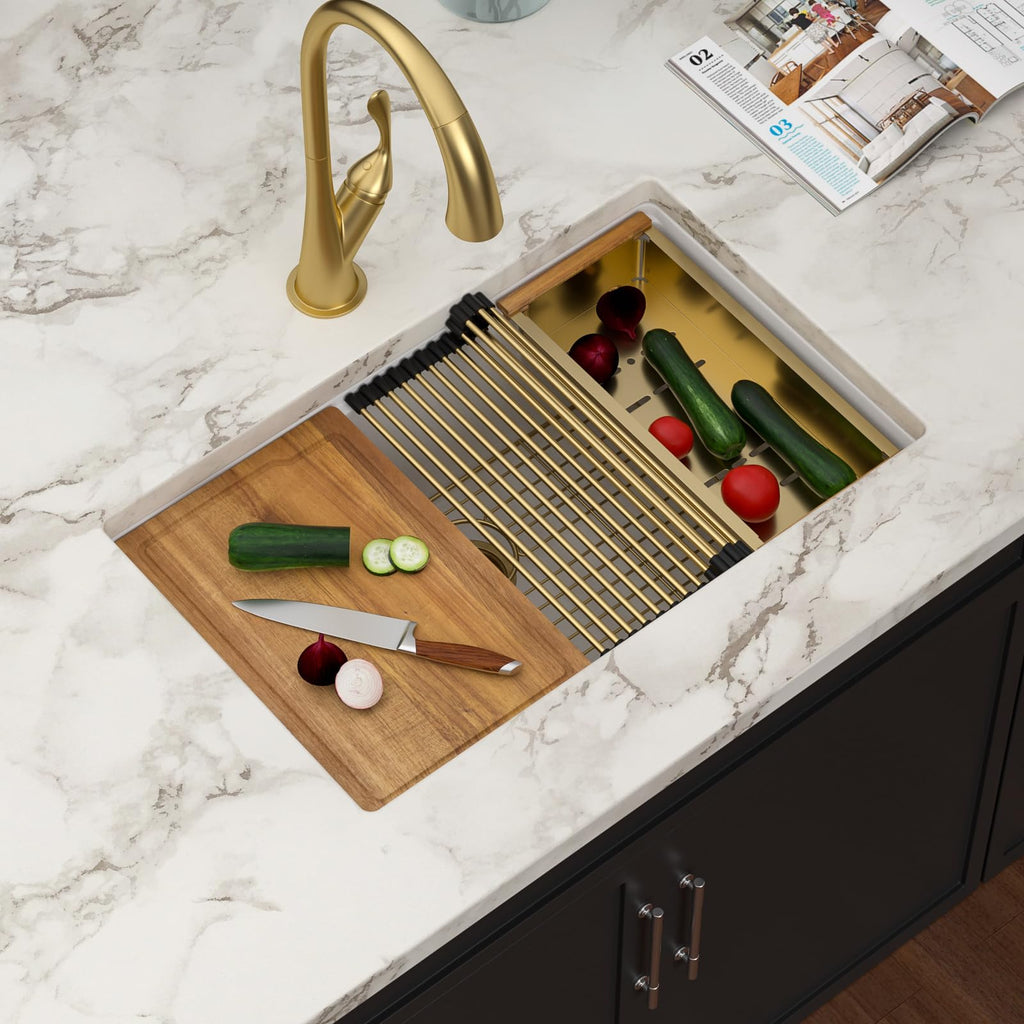 30 White Granite Composite Undermount Kitchen Sink with Luxury Accessories