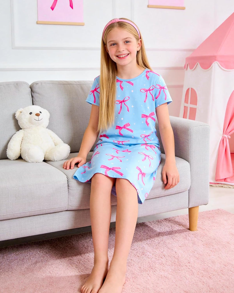 2Pcs Girls Nightgowns Kids Pajamas Princess Nightgown Dress Sleepwear for Toddler Little Girls Nightdress