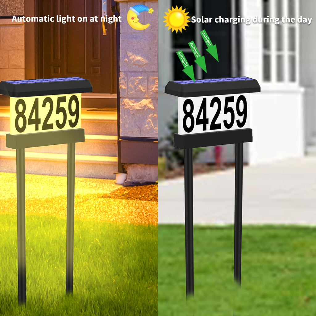 Double Side Solar Address Numbers, Lighted House Numbers for Outside