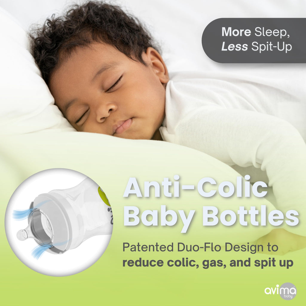 12 oz Anti Colic Baby Bottles w Fast Flow Nipples. 6-12M (Set of 3)