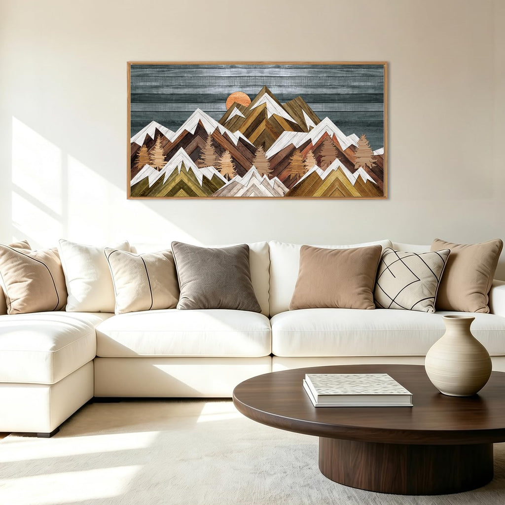 Boho Mountain Wall Art Framed Mountain Landscape Canvas Artwork Bedroom Bathroom Office 20x40 Inch
