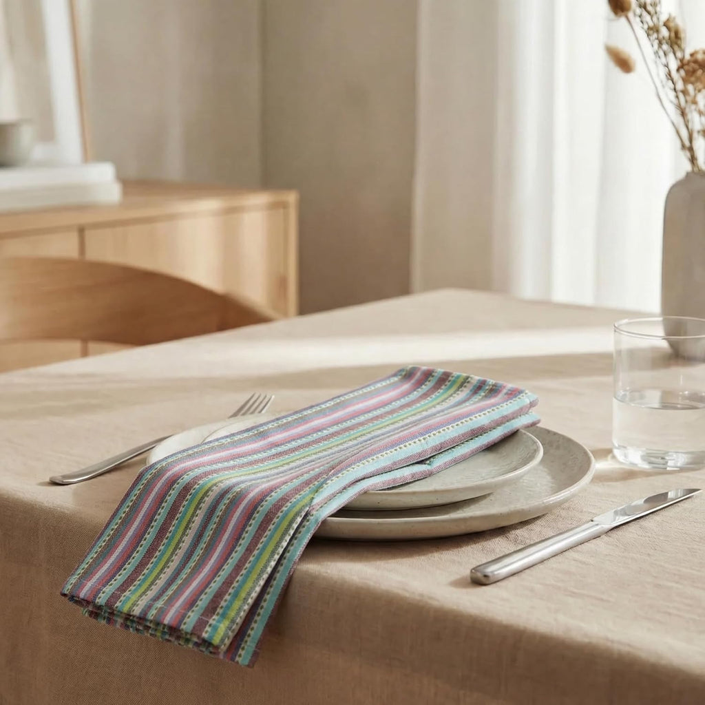 Cloth Napkins Cotton 20x20 (Set of 12) Multi Blue