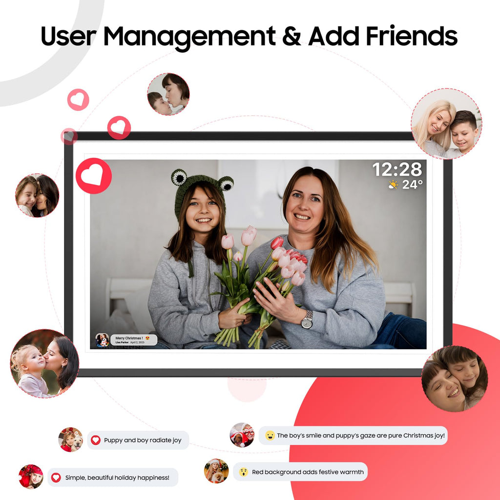 Digital Picture Frame 15.6 inch, WiFi Digital Photo Frame with 32GB Storage, 1920x1080 FHD IPS Touch Screen