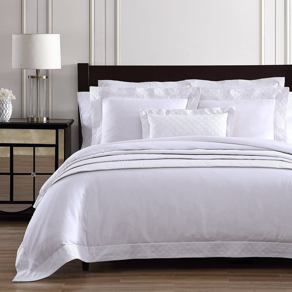 Diamond Quilted Coverlet Set, 100% Certified Egyptian Cotton, Petite Diamond Quilted, Queen, White
