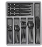 49-Piece Black Silverware Set with Organizer, Heavy Duty Stainless Steel Flatware for 8