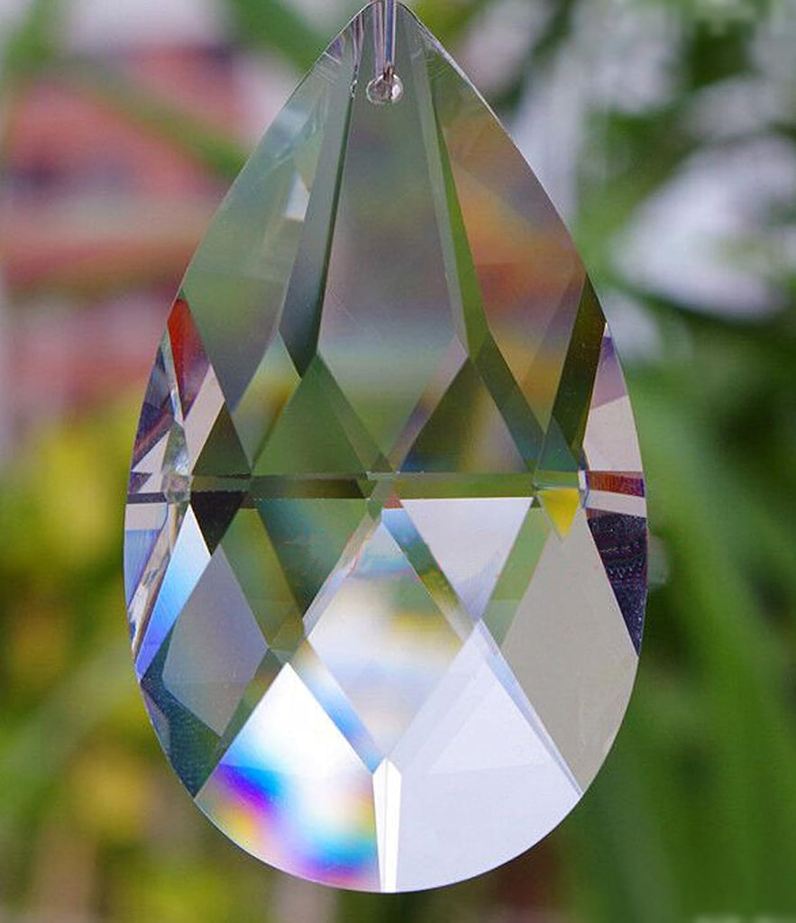12Pcs38mm Clear Crystal Teardrop Chandelier Prisms Parts Hanging Galss Crystal Pendants Beads +50pcs Metal Split Ring