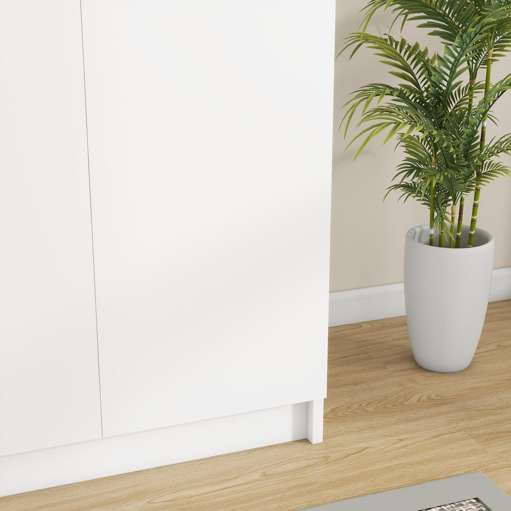2 Door Wood Wardrobe Closet with Hanging Rail and 2 Shelves, Bedroom Armoire for Clothes Storage, 19.7" D x 30.7" W x