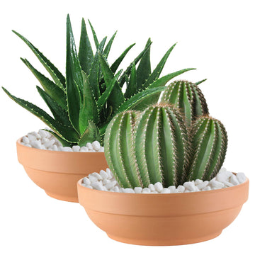 Terracotta Pots with Drainage Holes, Large 2 Pack, 8.66 Inch