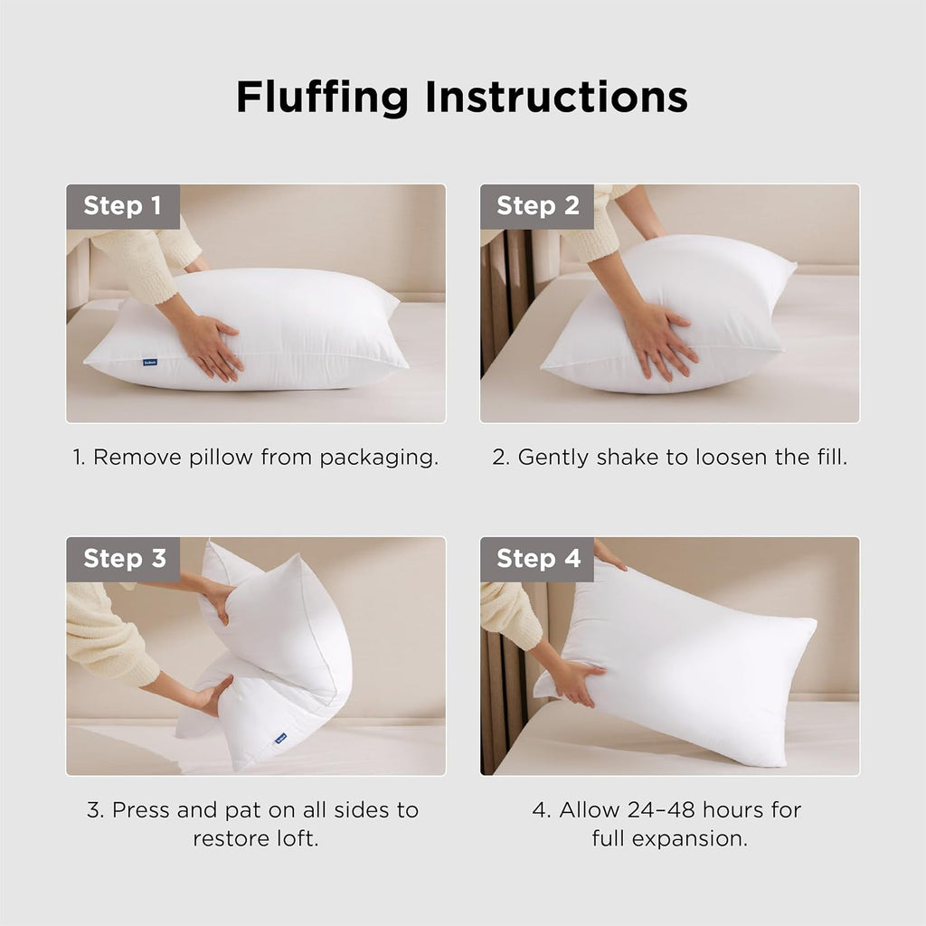 Pillows Queen Size Set of 2 - Hotel Collection Bed Pillows for Sleeping, with Down Alternative Filling, Soft Support