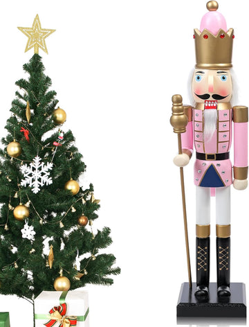 36 Inch Large Pink Christmas Nutcracker Decoration Wooden Soldier