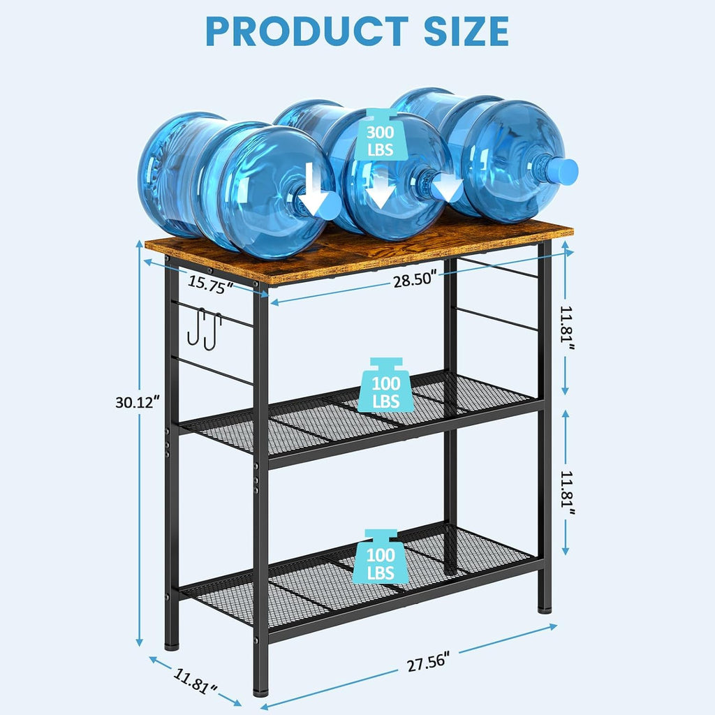 20 Gallon Fish Tank Stand, 3 Tier Aquarium Stand with Movable Hooks, 28.5" L* 15.74" W Tabletop, Heavy Duty Terrarium