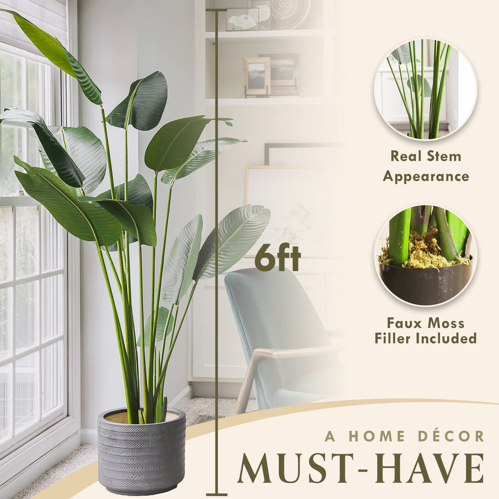 Bird of Paradise Artificial Plant-Fake Plants Tall, Tall Plants Decor, Artificial Plants Indoor-Faux Plants Indoor