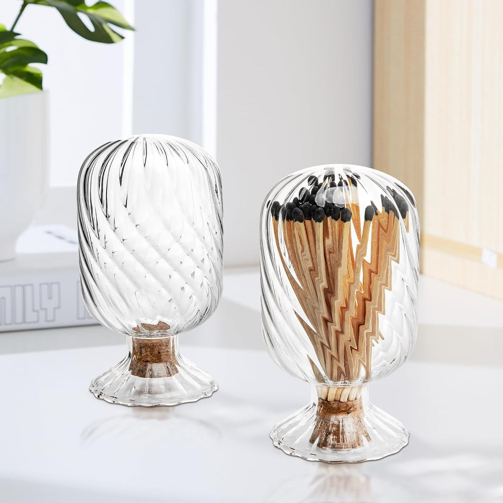 Helix Shaped Match Holder, Glass Matches Cloche for 3.5 Inch
