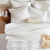 Oversized Queen Comforter Set White Seersucker 7 Pieces 98x98 Bed in a Bag Comforter Set with Sheets
