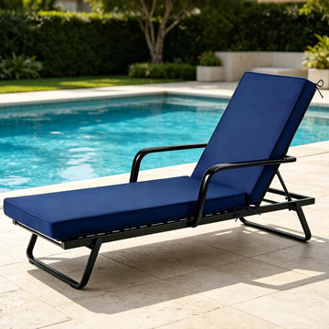 Chaise Lounge Cushions Outdoor, 72"x21"x3", Navy Blue | Waterproof, Fade Resistant, For Pool Beach Patio Hotel