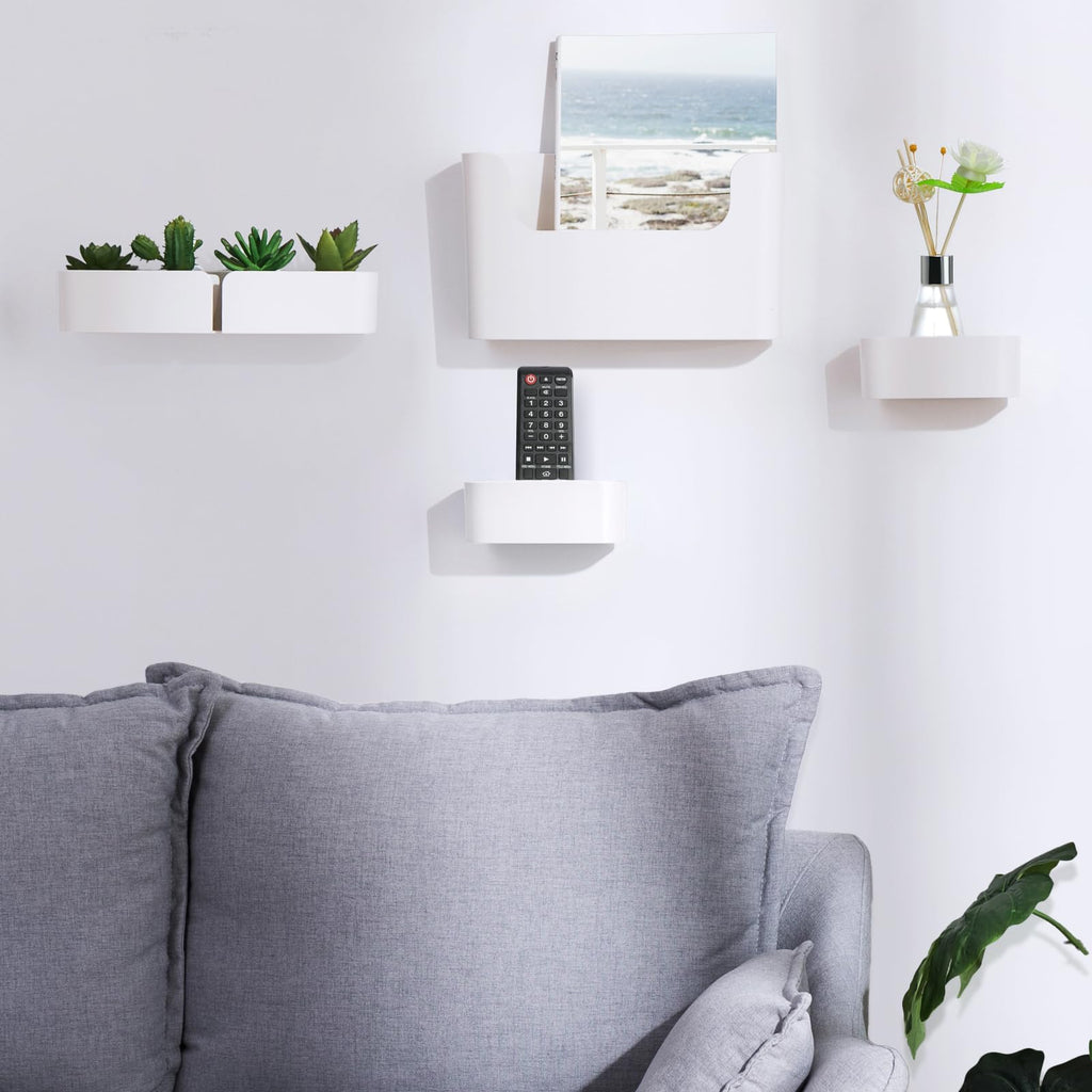Floating Shelf Wall Mounted Non-Drilling Adhesive Bathroom Organizer Ledge Shelf Decor/Kitchen/Bathroom Storage 4pcs