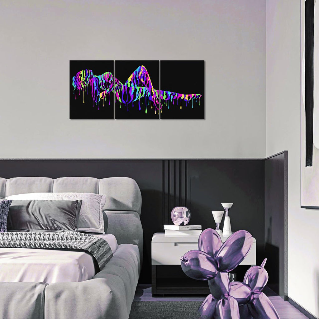 Abstract Woman Canvas Wall Art - Sexy Bedroom Wall Decor Naked Women Painting Female Body Print Colorful Girl Picture