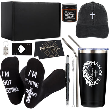 9 Pcs Christian Gifts for Men Christmas Gifts for Dad Inspirational Gift Set for Father Spiritual Religious Catholic