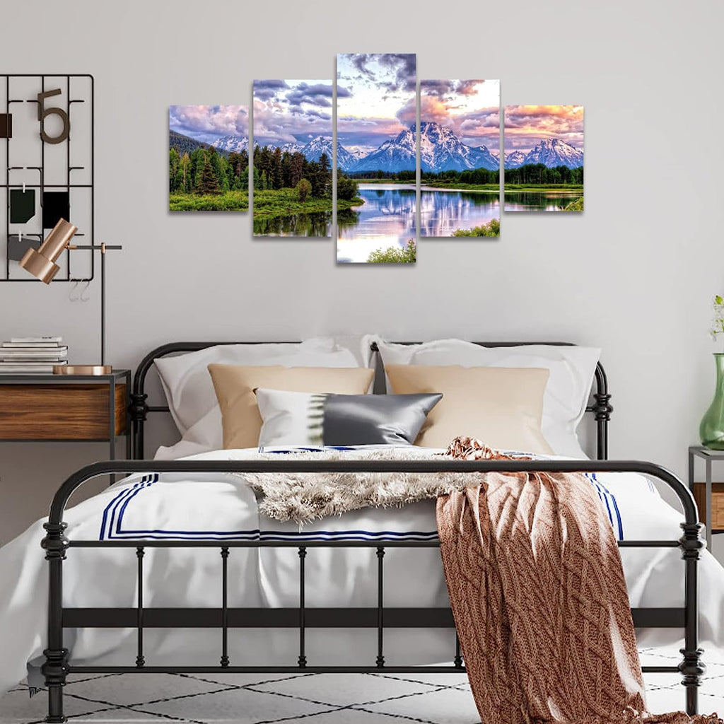 5 Pieces Grand Teton National Park Landscape Wall Art Mountain Canvas Paintings Nature Scenery Pictures Posters