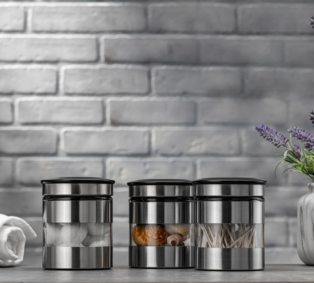 Quality Stainless Steel Canister Set of 3 Counter with Glass Window & Airtight Lid - Food Storage Containers with