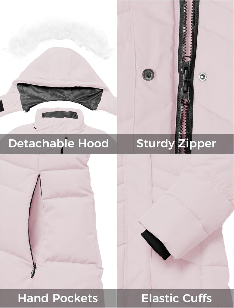 Girls' Winter Coat Insulated Long Quilted Puffer Jacket Snow Parka