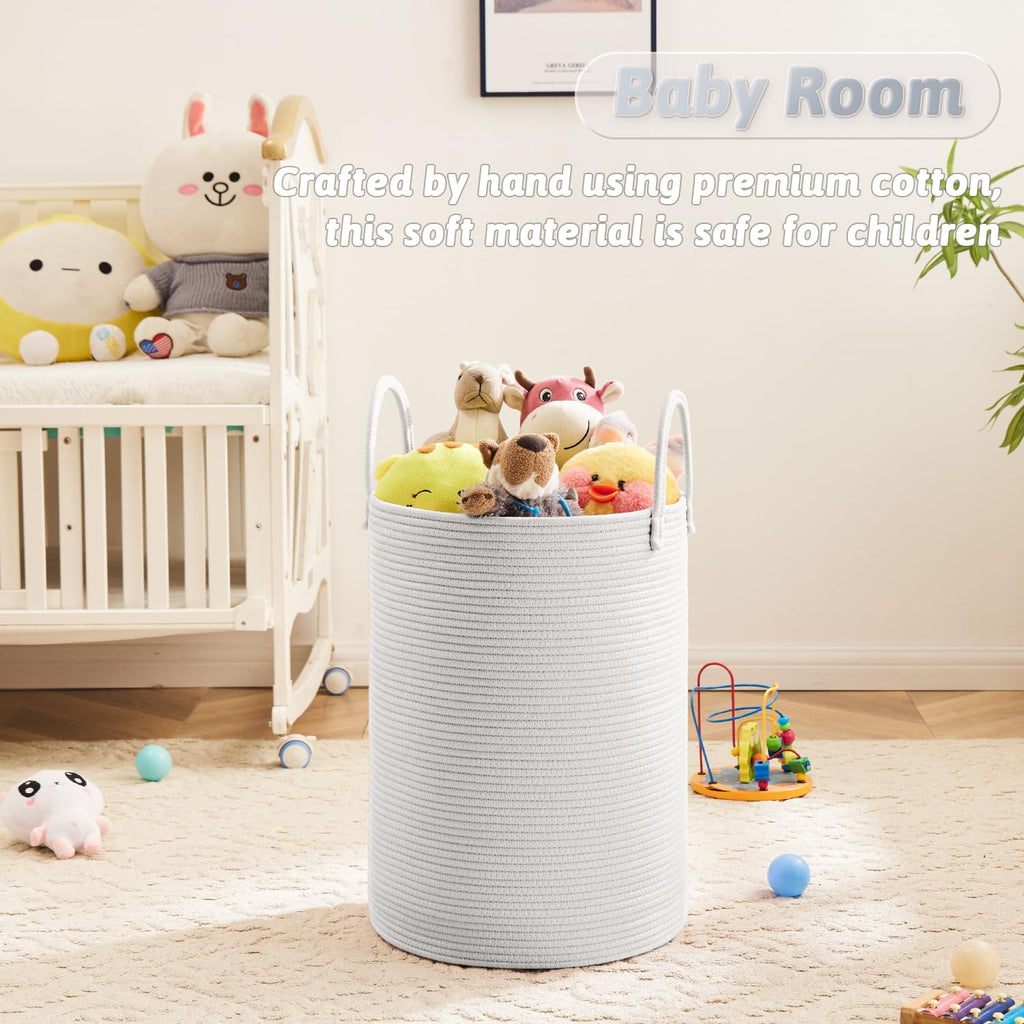 Laundry Basket, Cotton Rope Woven Clothes Hamper, 80L