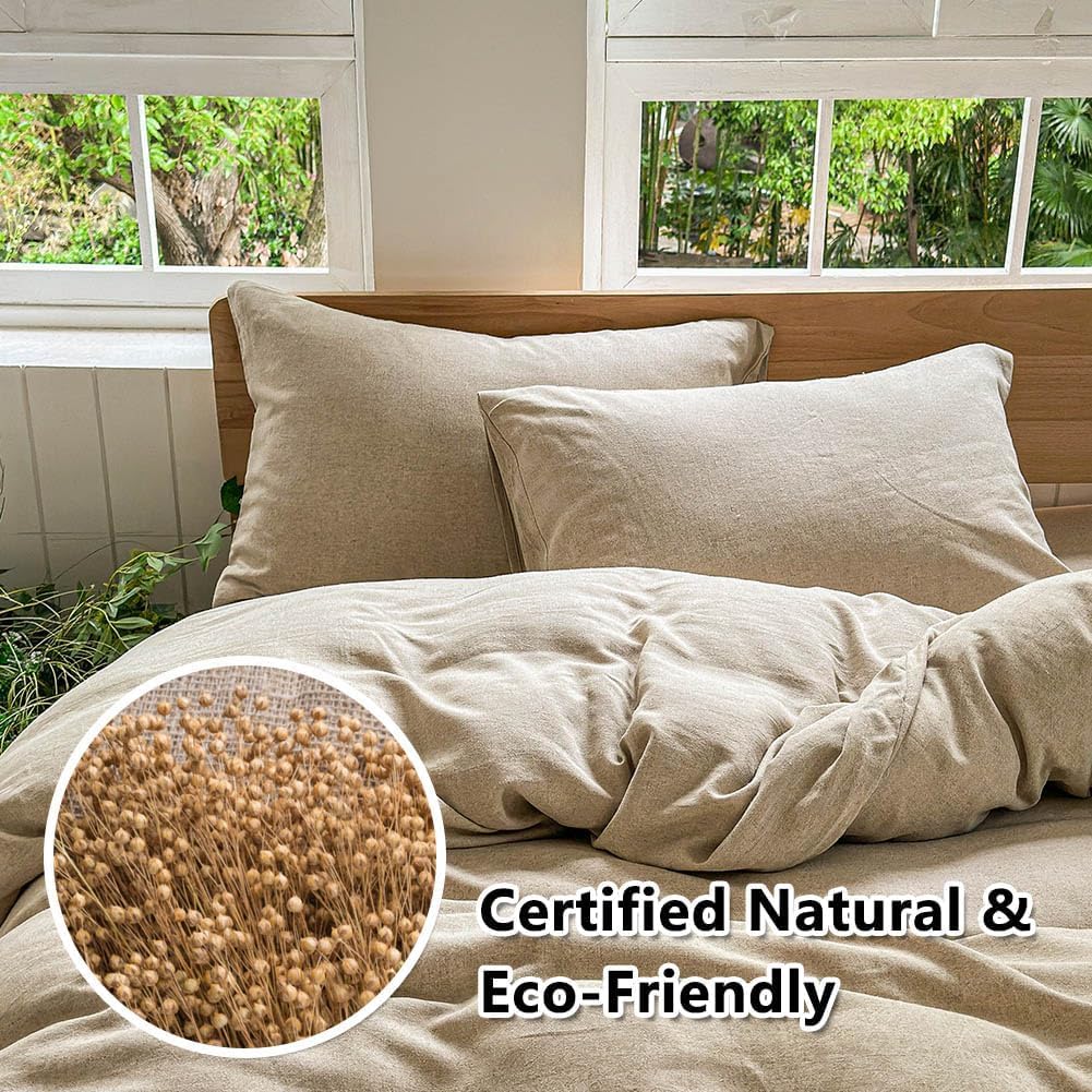100% French Flax Linen Duvet Cover Set, Natural Linen