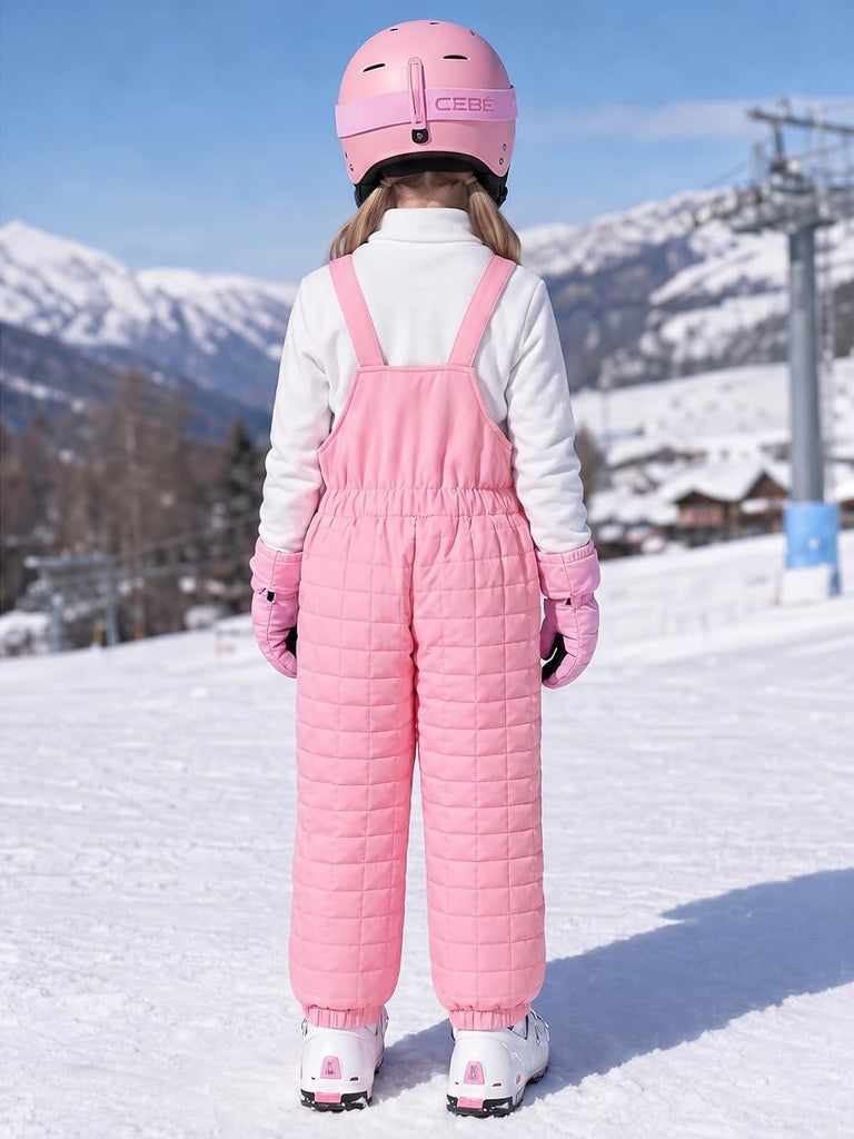 Kids Quilted Ski Overalls Waterproof Snow Pants