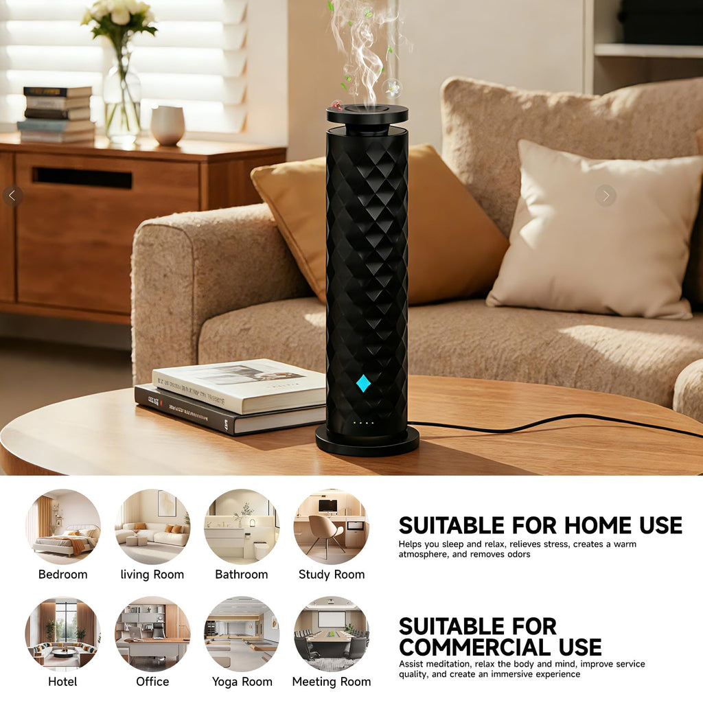 Waterless Scent Diffuser Starter Kit - Remote Control Cold Air Diffuser, 1000 Sq Ft Coverage Color and Ambient Light