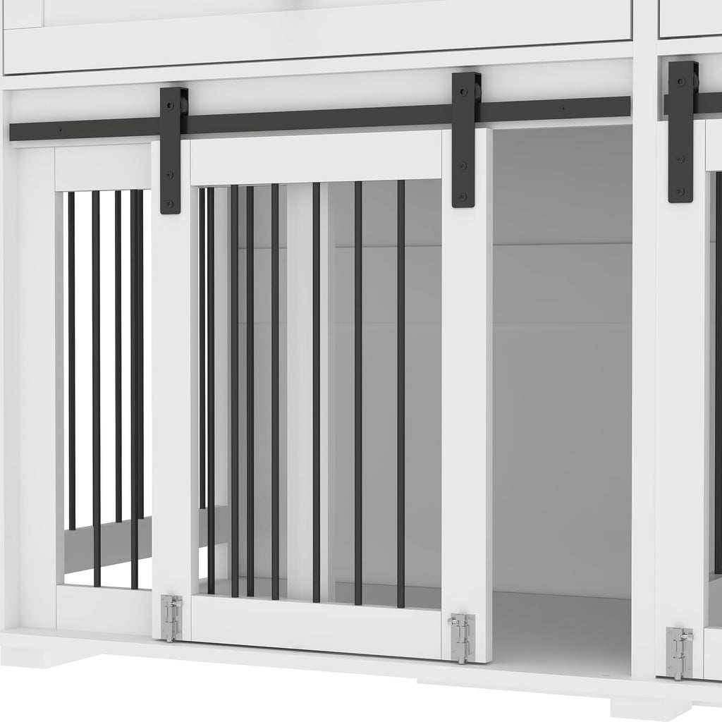 63" Large Dog Crate Furniture Double Dog Kennel with 2 Drawers