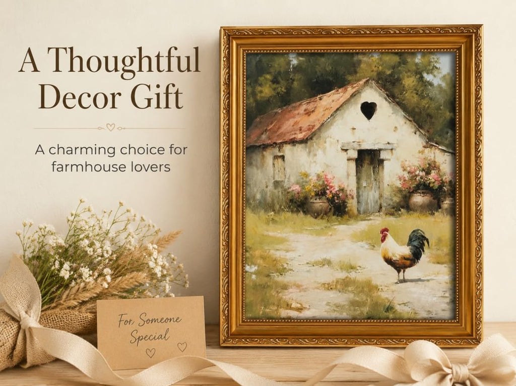 Vintage Farmhouse Rooster Framed Wall Art