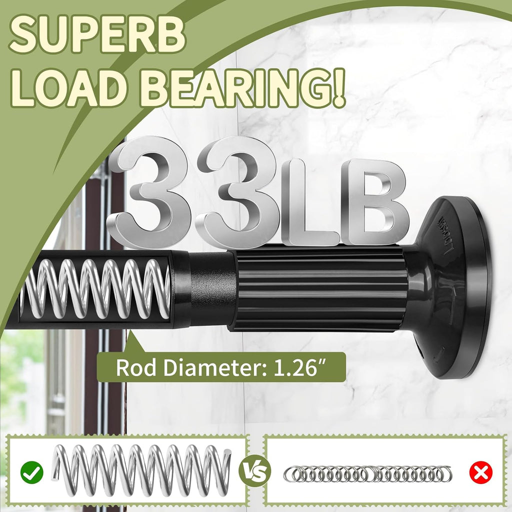 Tension Curtain Rod 51-165In(4.25-13.75Ft), Extra Long Outdoor Curtain Rod No Drilling for Window or Bathroom Patio