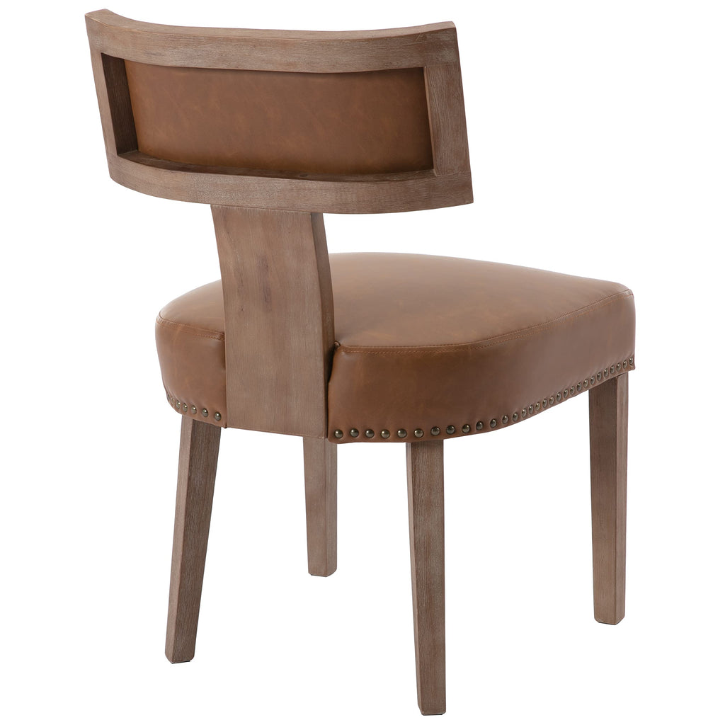 Mid Century Modern Dining Chairs Set of 6, Farmhouse Dining Chairs with Nailhead Trim, Faux Leather Upholstered
