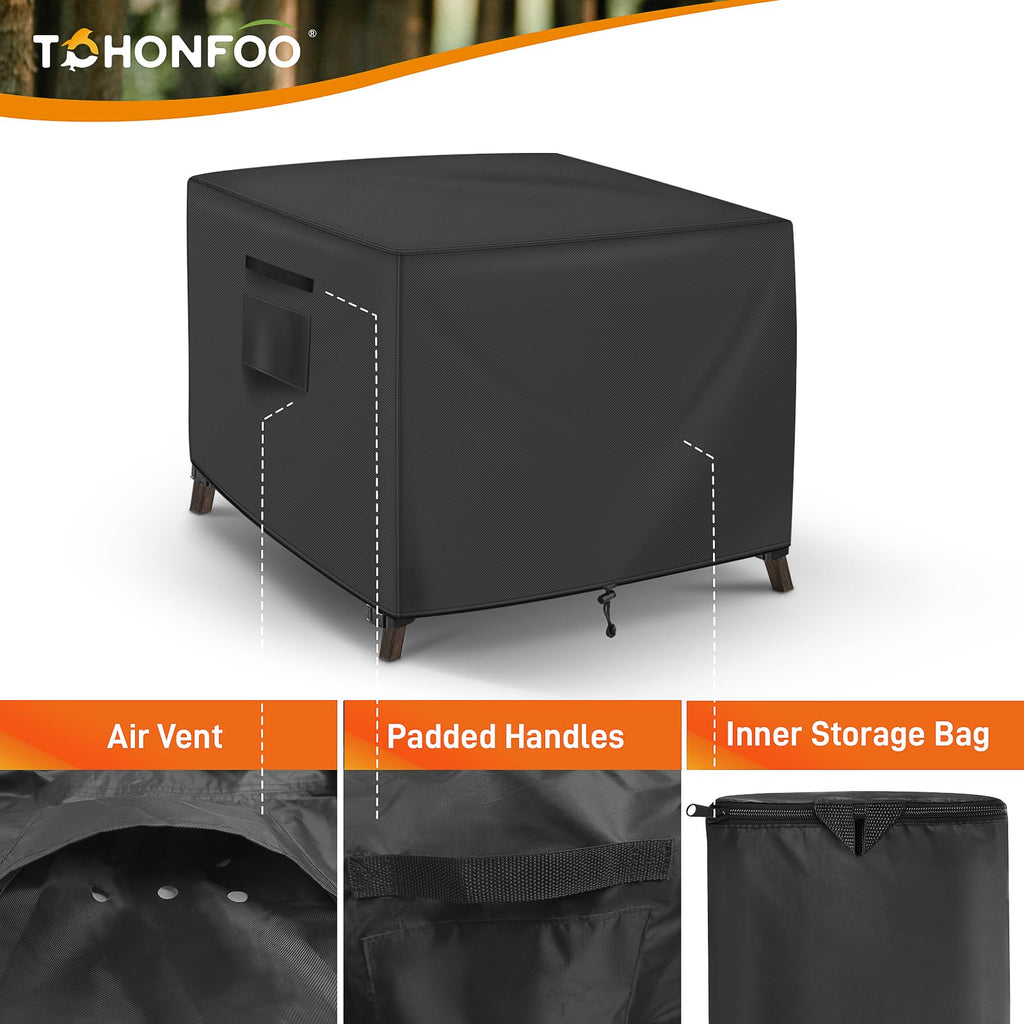 Outdoor Table Covers Waterproof Square 25x25x18in, Black