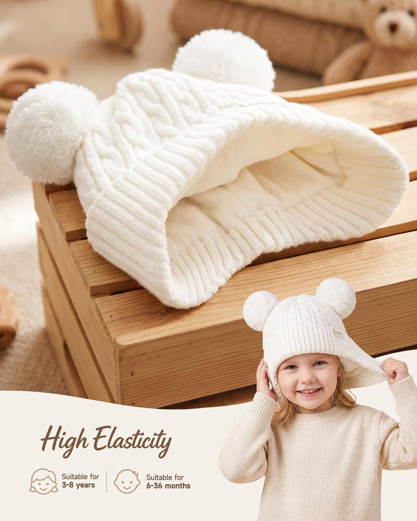 Baby Beanie Mittens Scarf Set Toddler Kids Winter Hat Gloves Neck Warmer Girls Boys with Fleece Lined Warm