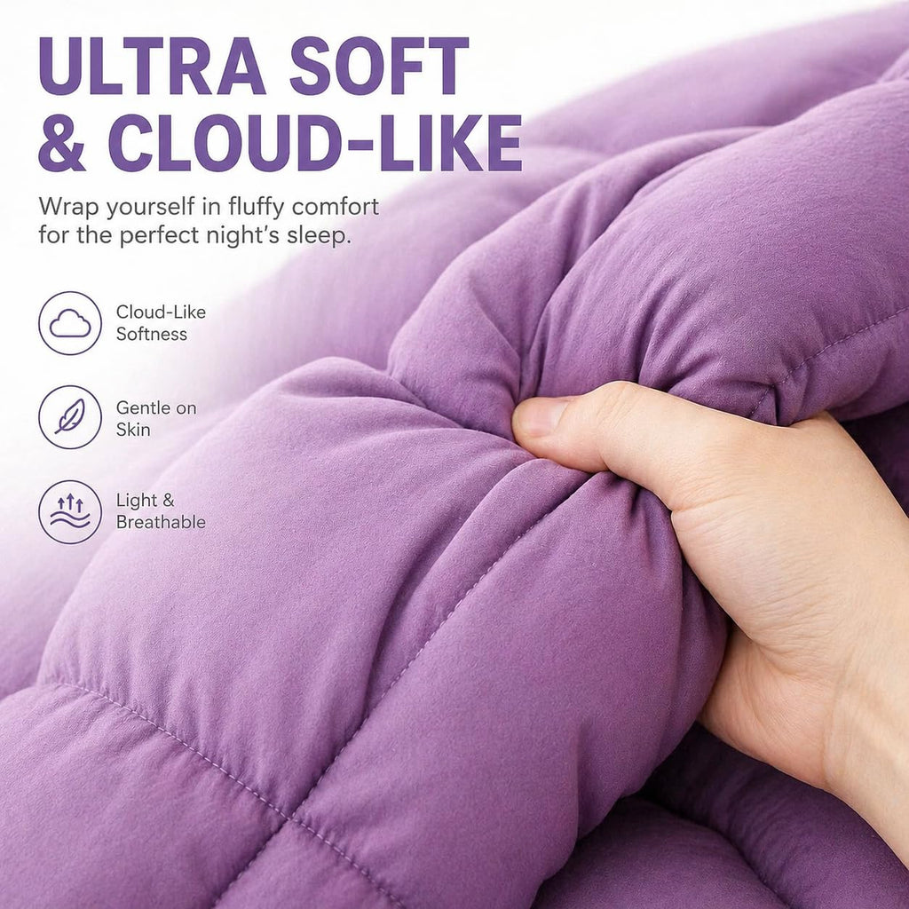 All Season Comforter - Ultra Soft Pre-Washed Microfiber Down Alternative Duvet Insert, Medium Weight, Fluffy, Box