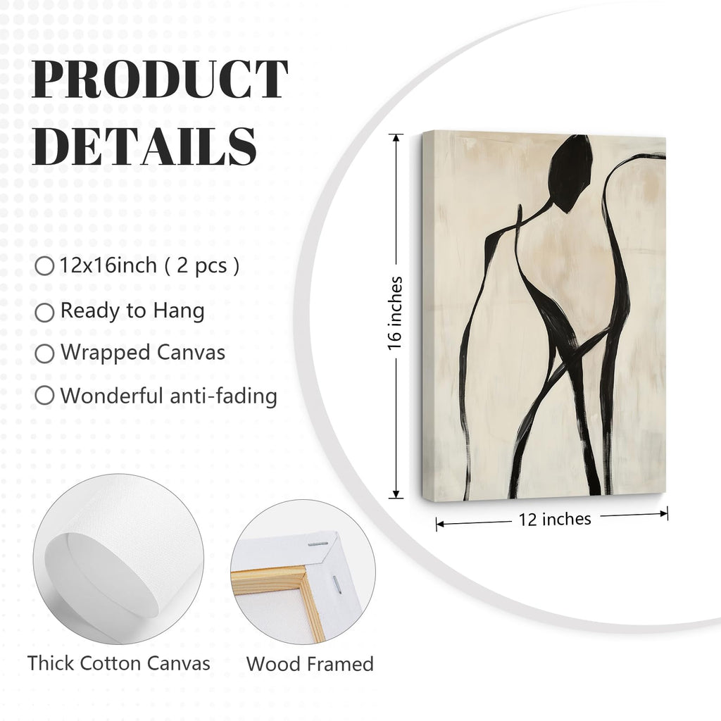 Minimalist Woman Line Wall Art Black and White Poster Abstract Modern Canvas Wall Art Decor Female Figure Painting