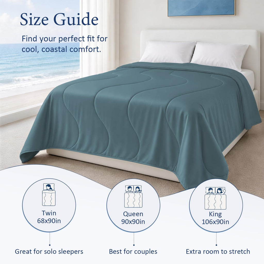 Cooling Comforter for Hot Sleepers, Queen 90x90, Blue-Gray